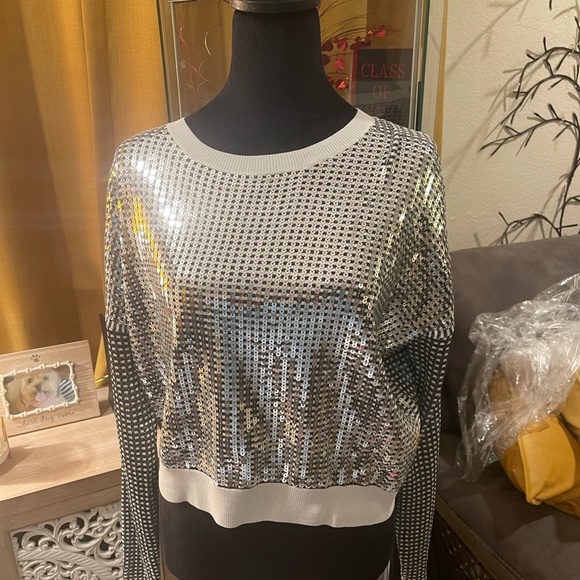 GRITTY SOUL Boutique Silver Sequins Jogging Set NWOT Retail$85 Size XXL - Picture 2 of 6